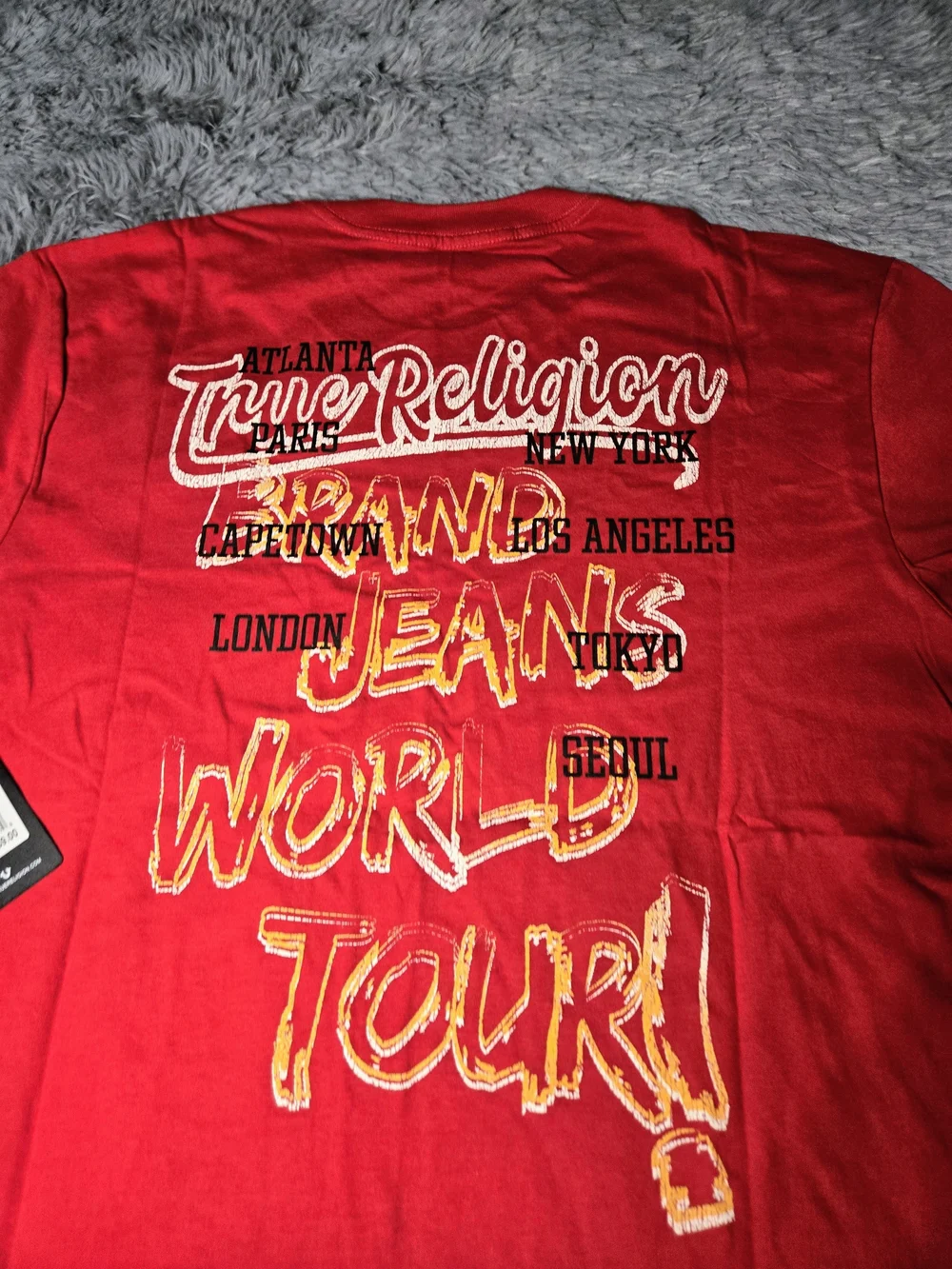 True Religion Red World Tour Graphic Tee Size XL
